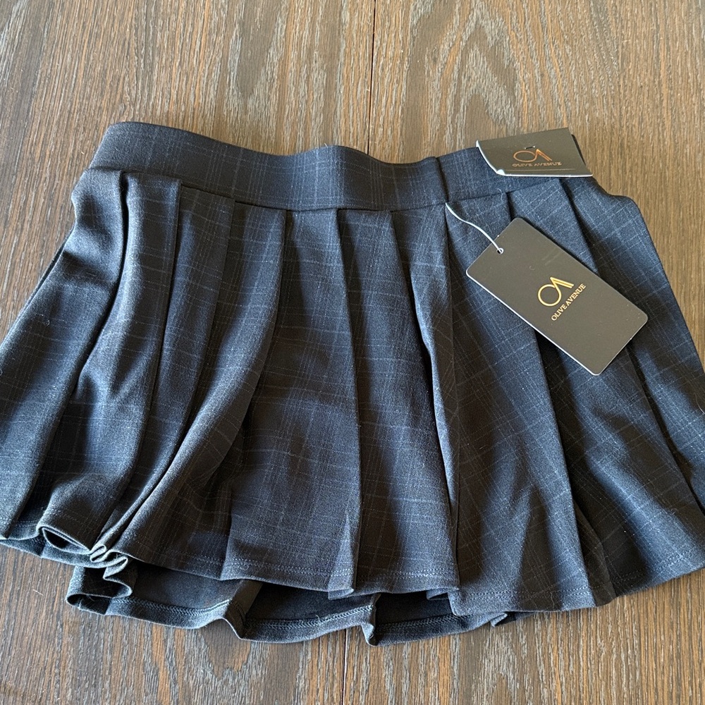 Black Checkered Mini Skirt with built in shorts by Olive Avenue